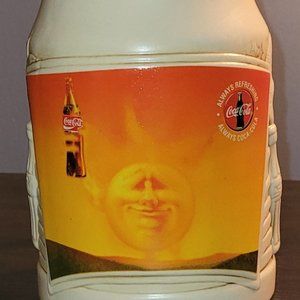Vintage 1995 Coca Cola 3D Ceramic Stein Sun Moon Stars Bottles Sculptured Mug EC